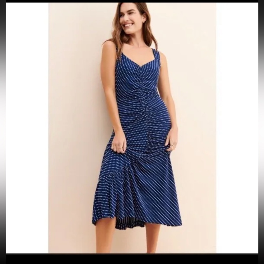 Anthropologie blue and white polka dot dress sz 2x
